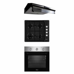 Pachet cuptor incorporabil (0065), 56 x 60 x 56 cm, electric, inox, plita incorporabila, email (0034), 50 x 60 cm, gaz butelie sau gaz natural (duze de schimb incluse), hota 2 motoare inox, putere 2x95W (9676), 114 x 62 x 52 cm / SET 30004