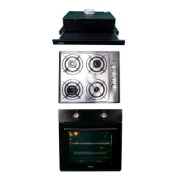 Pachet cuptor incorporabil (1857), capacitate 51L, electric, negru, plita incorporabila inox (1901), 60x50x6cm, gaz butelie sau gaz natural(duze de schimb incluse), hota 1 motor, putere 140W (1895), 60X50 cm / SET 30020