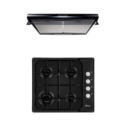 Pachet plita incorporabila email (0034), 50 x 60 cm, gaz butelie sau gaz natural (duze de schimb incluse) si hota perete 2 motoare (6201), 2 x 95w / SET 30008