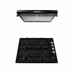 Pachet plita incorporabila (0041), gaz butelie sau gaz natural (duze de schimb incluse), 50 x 60 cm, aprindere electrica, otel emailat si hota perete 2 motoare (6201), 2 x 95w / SET 30011