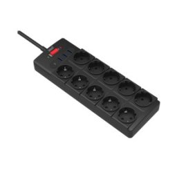 Set 2 x Prelungitor Well, 10 Prize 3 x USB-A + 1 x USB-C, Protectie la Suprasarcina si Supratensiune, Cablu 3 x 1.5 mmp, 2 m