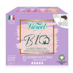 Absorbante cu Aripioare Bio, Noapte, Vivicot, 10 Bucati