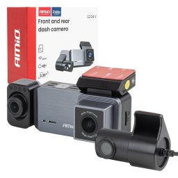 Camera auto DVR AMiO cu 3 camere 4K WiFi, interior si spate