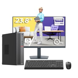 PC Office OptimX T5 SFF cu Intel Core i3-9100, 8GB, SSD 256GB si monitor FHD 23.8
