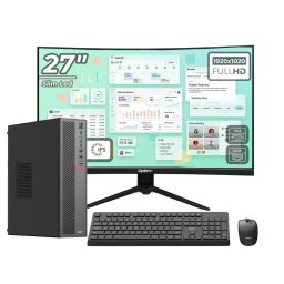 Sistem office OptimX T5 SFF cu monitor curbat 27 FHD, 16GB, SSD 512GB