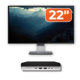 Pachet HP ProDesk 600 G5 Mini PC second hand cu monitor 22 inch