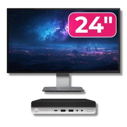 Pachet HP ProDesk 400 G5 Mini PC i5-9500T, 8GB, SSD 256GB, Monitor 24