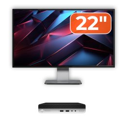 Pachet HP ProDesk 400 G4 Mini PC cu monitor 22 inch, i3, 8GB, SSD 256GB