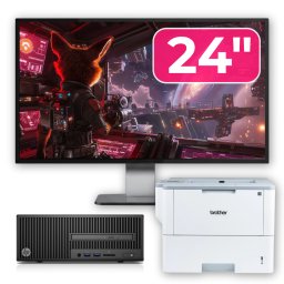 Pachet PC second hand HP 280 G2 SFF i5-6400, monitor 24 inch si imprimanta