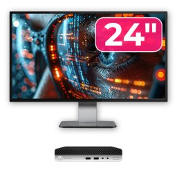 Pachet HP ProDesk 400 G4 Mini PC second hand cu monitor 24, SSD 256GB