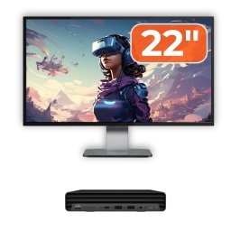 Pachet PC Second Hand HP ProDesk 400 G6 Mini cu monitor 22 inch