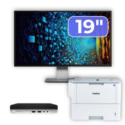 Pachet HP ProDesk 400 G4 Mini PC i5-8500T, monitor 19 inch si imprimanta