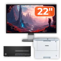 Pachet calculator second hand HP 280 G2 SFF cu monitor 22 si imprimanta Brother