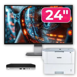 Pachet HP ProDesk 400 G4 Mini PC cu monitor 24 inch si imprimanta
