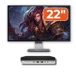 Pachet HP EliteDesk 800 G5 Mini PC SH cu monitor 22 inch, i5, 8GB, SSD