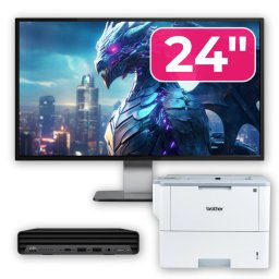 Pachet HP ProDesk 400 G6 Mini i5, 8GB, SSD 256GB, monitor 24 inch si imprimanta