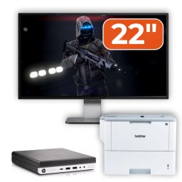 Pachet HP EliteDesk 800 G3 Mini PC i7, monitor 22 inch si imprimanta Brother