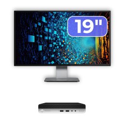 Pachet HP ProDesk 400 G4 Mini PC cu monitor 19 inch, i5-8500T, 8GB, SSD 256GB