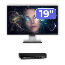 Pachet HP EliteDesk 800 G6 Mini PC i5-10500T, 8GB, SSD 256GB, Monitor 19