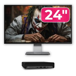 Pachet HP EliteDesk 800 G6 Mini PC i5-10500T, 8GB, SSD 256GB + Monitor 24