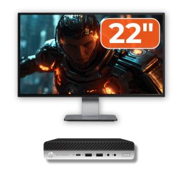 Pachet HP ProDesk 400 G5 Mini PC i5-9500T, 8GB, SSD 256GB, monitor 22 inch