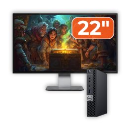 Pachet PC second hand Dell OptiPlex 5060 Mini cu monitor 22 inch