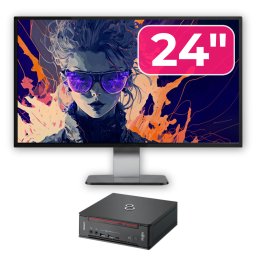 Pachet Fujitsu Esprimo Q958 Mini PC i5-9500, 8GB, SSD 256GB, Monitor 24 inch