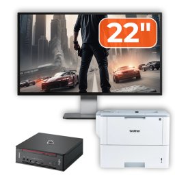 Pachet PC Second Hand Fujitsu Esprimo Q958 i5-9500, monitor 22 si imprimanta