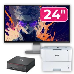 Pachet Fujitsu Esprimo Q958 Mini PC i5-9500, monitor 24 inch si imprimanta