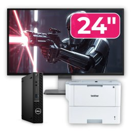 Pachet Dell OptiPlex 3090 Mini PC i3-10105T, 8GB, SSD 256GB, Monitor 24, Imprimanta