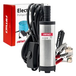 Pompa submersibila AMiO 12V pentru combustibil si ulei, 12 L/min, adaptor 230V