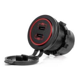 Incarcator auto impermeabil 2x USB-C 12/24V pentru masina, camion si barca