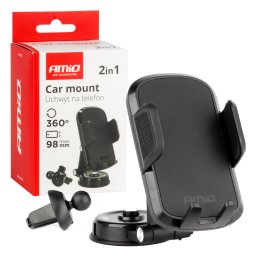 Suport auto telefon 2in1 AMiO pentru bord si grila, rotatie 360