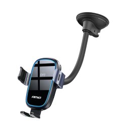 Suport auto telefon AMiO cu încarcare wireless 15W, montaj bord/parbriz