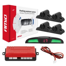 Kit senzori parcare camion si bus AMiO, 4 senzori negri 12V