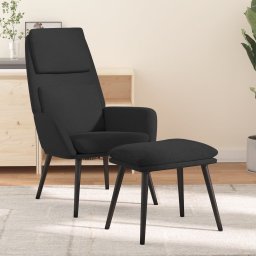 Scaun de relaxare cu taburet, negru, textil GartenMobel Dekor