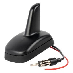 Antena auto universala Shark Fin cu amplificator si mufa DIN, neagra, AMiO