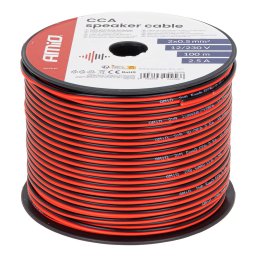 Cablu difuzor CCA 2x0.5 mm², 100 m, 2.5A AMiO pentru audio