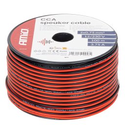 Cablu difuzor dublu CCA 2x0.75 mm² 100 m AMiO pentru audio