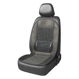 Husa scaun auto cu margele din lemn si suport lombar AMiO, neagra