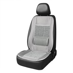 Husa scaun auto cu margele din lemn si suport lombar, universala, gri