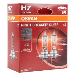 Set 2 becuri halogen H7 12V 55W Osram Night Breaker Silver +100%