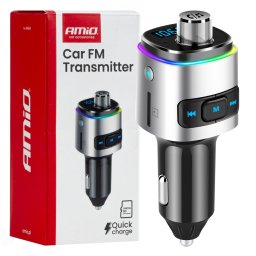 Transmiter FM auto Bluetooth AMiO, Hands-Free, 2x USB, microSD, 12/24V