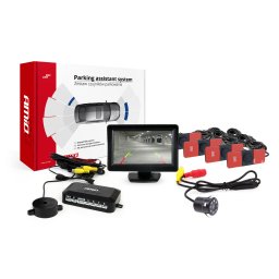 Kit senzori de parcare AMiO cu camera HD, ecran 4,3 inch si 4 senzori negri