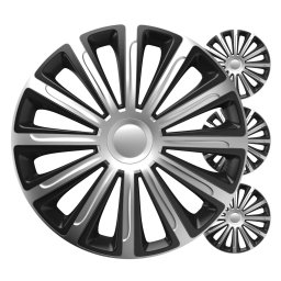 Set 4 capace roti auto 14 inch Trend negru-argintiu pentru jante otel