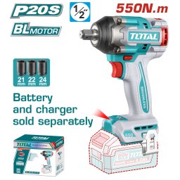 Masina de insurubat cu impact TOTAL 20V brushless 1/2 inch, 550 Nm