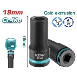 Cheie tubulara de impact adanca TOTAL 19x78 mm, prindere 1/2, CrMo