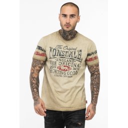 LONSDALE Tricou 'Skeld' nisipiu / bleumarin / roșu