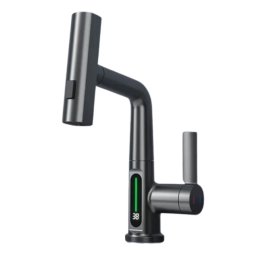 Baterie baie/bucatarie cu display temperatura curgere tip cascada jet sau spray dus extractibil