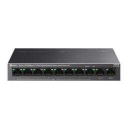 Switch TP-LINK LS1210P, 8-Port Fast Ethernet PoE+ Switch with 2 Gigabit Uplink Ports, 96W, Black